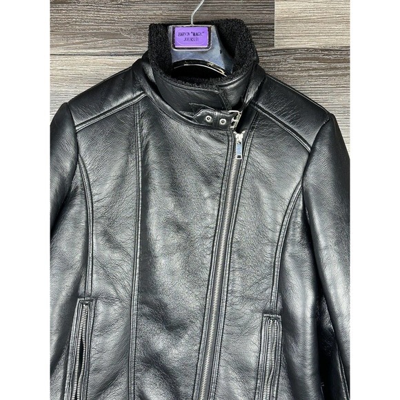 French Connection Black Faux Leather Jacket Size‎ Large - Picture 2 of 8